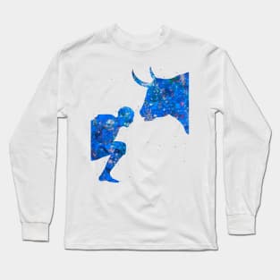 Bullfighter blue art Long Sleeve T-Shirt